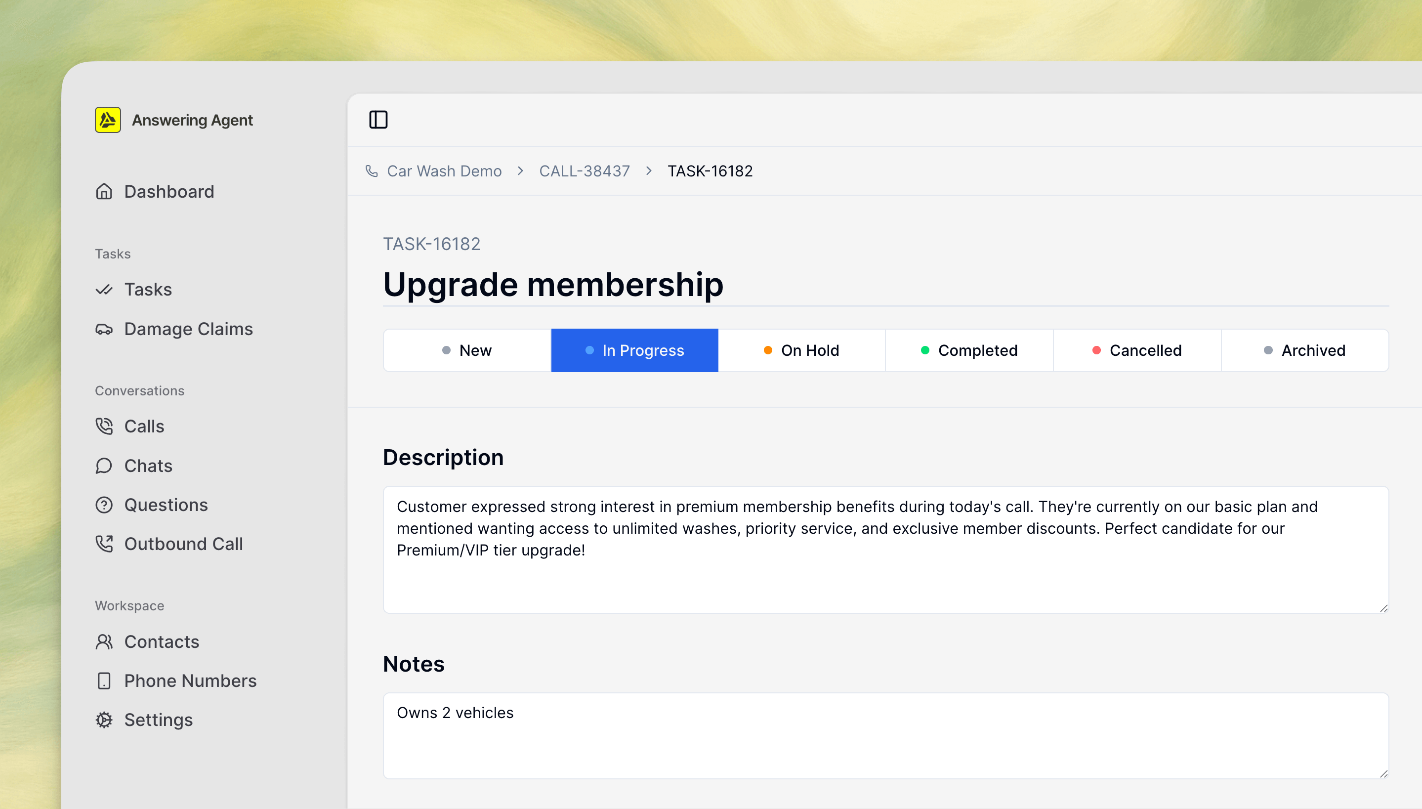 Answering Agent Dashboard