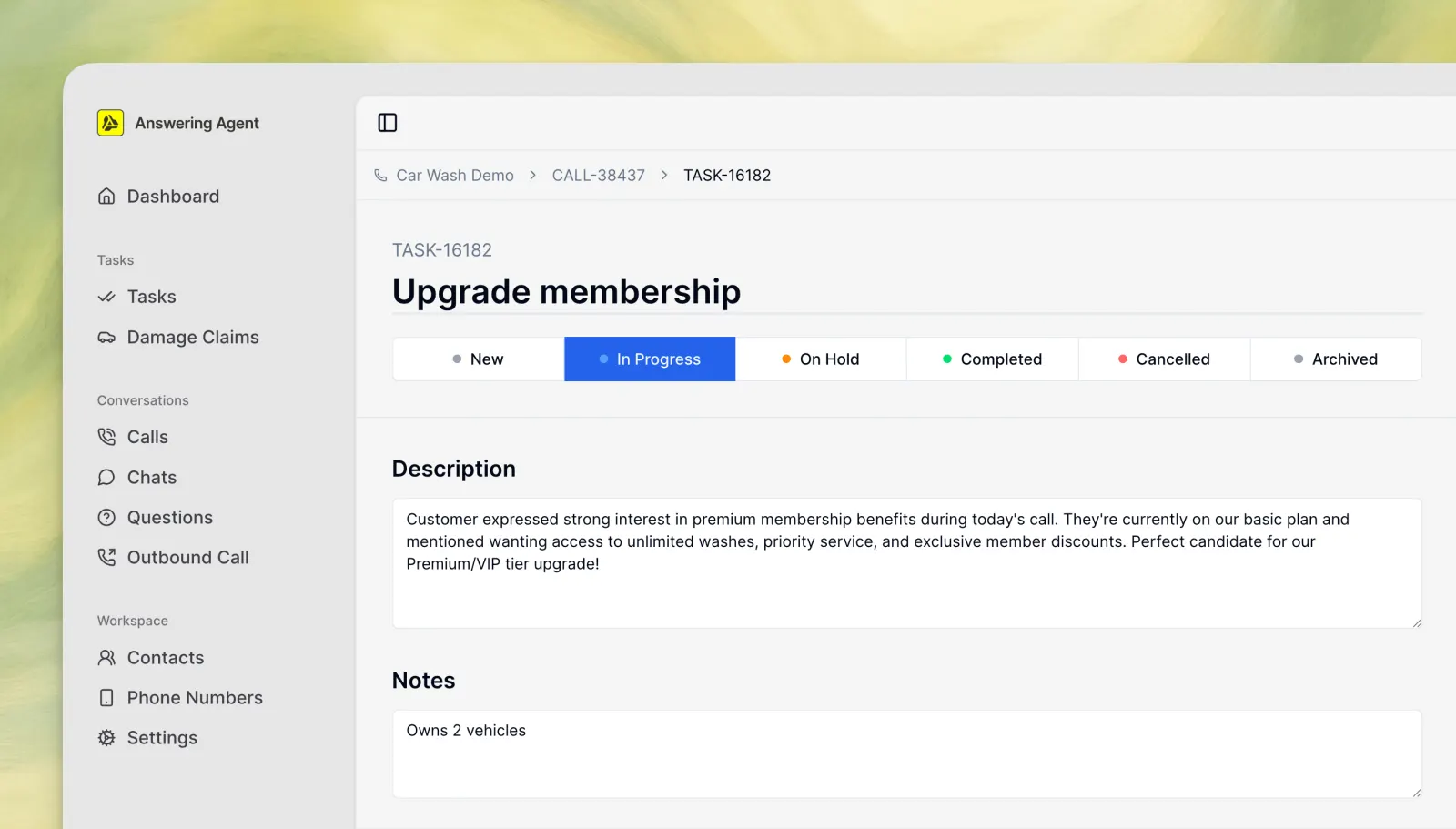 Answering Agent Dashboard